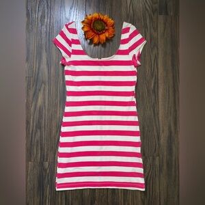 🦋B2G1🦋GUESS Pink/White Striped Full Zipper Back Dress | MEDIUM |